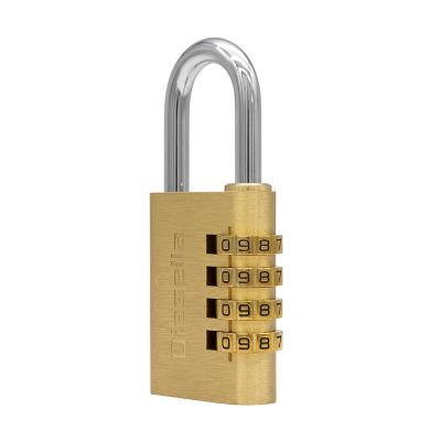 Brass Combination Padlock 38 mm with steel shackle and 4 dials (10.000 combinations)